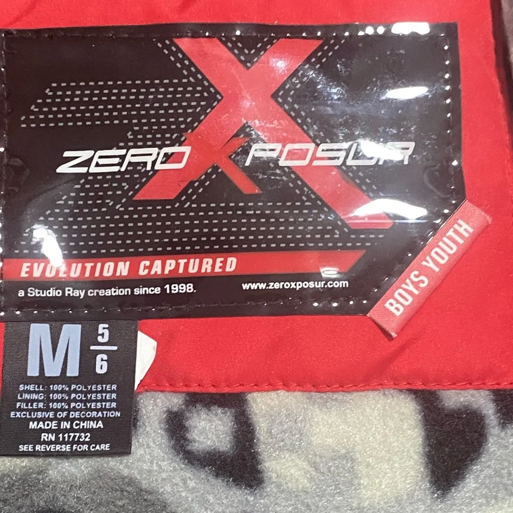 ZeroXposur Boys'‎ Winter Hooded Ski Jacket Fleece Lined Red Black M 5/6